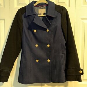 Banana Republic Navy and Black Pea Coat with Gold Buttons